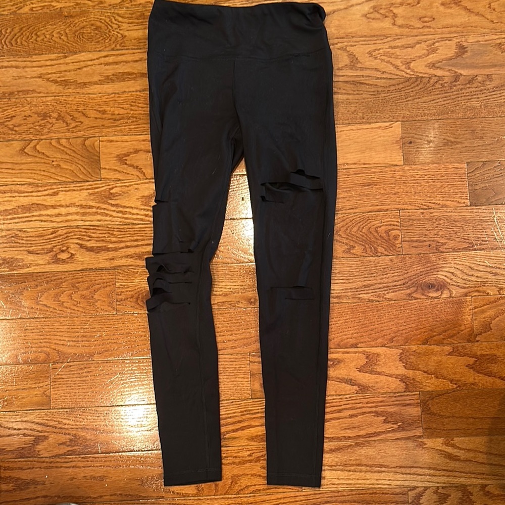 Mono B Black Distressed Leggings